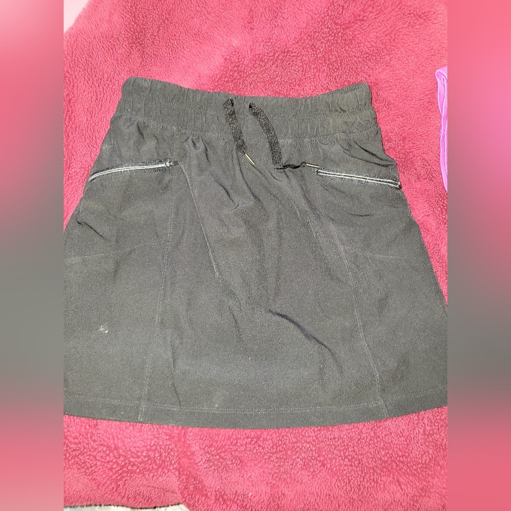 Casual Black Drawstring Skirt
